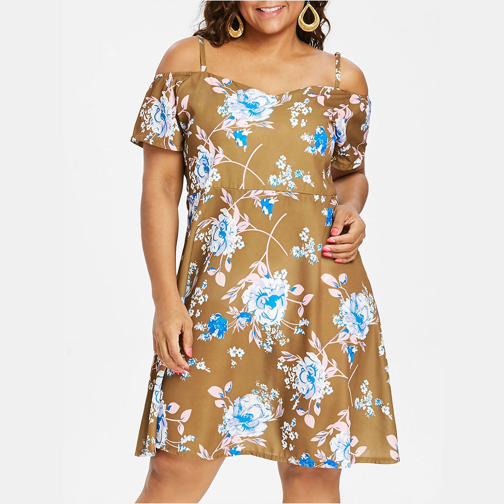 Thumbnail: 2022 Plus Size Women Clothing Sexy Summer Dress Fashion Flower Vintage Spaghett