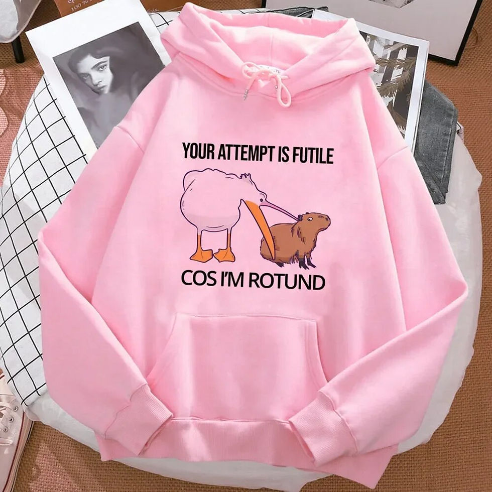 Thumbnail: Plus Size Cute Capybara Pink Hoodies Women Kawaii Vintage Tracksuit Sweater Kaw