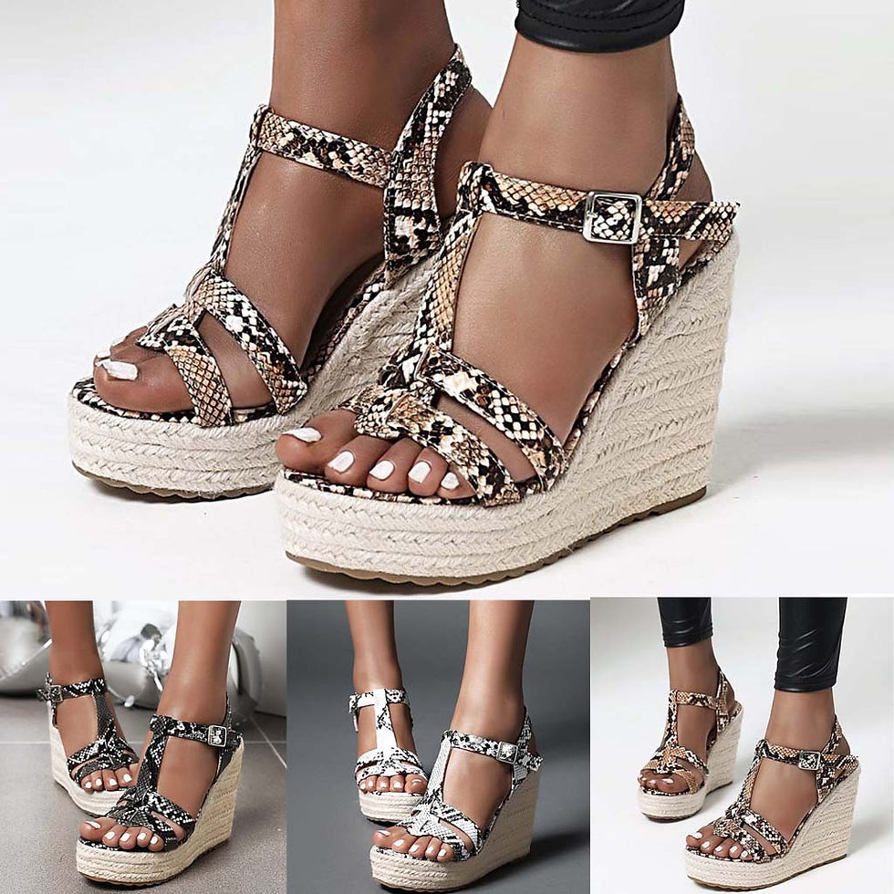 Thumbnail: Sandals For Womens Wedges Shoes Flip Flops Snake Print Open Toe Sandals