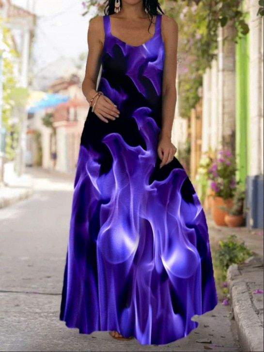 Thumbnail: Oversized Summer Long Dress Women Sleeveless Plus Size 5XL Ladies Maxi Long Dre