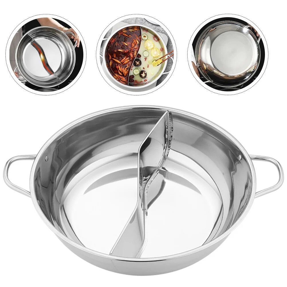 Pot Hot Shabu Divider Divided Cooking Cooker Soup Flavor Induction Steel Stainl