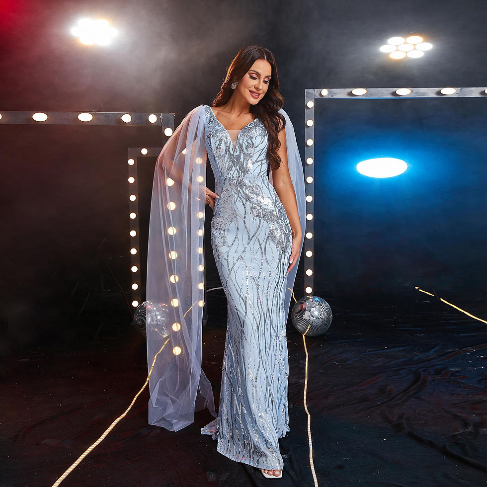 Thumbnail: Sequined V-neck Evening Gown