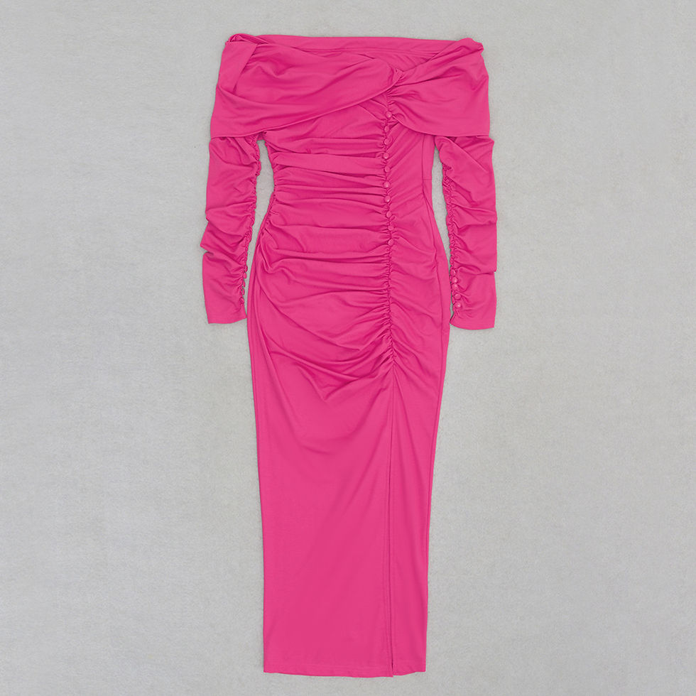 Thumbnail: Slim And Wrinkled Long Gentle Style Dress