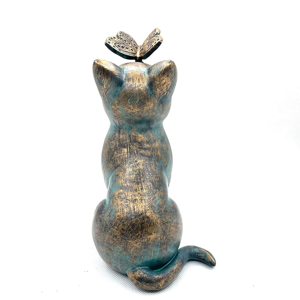 Thumbnail: Cat Play Butterfly Figurine Buddha Sphinx Figurine Meditation Garden Art Sculpt