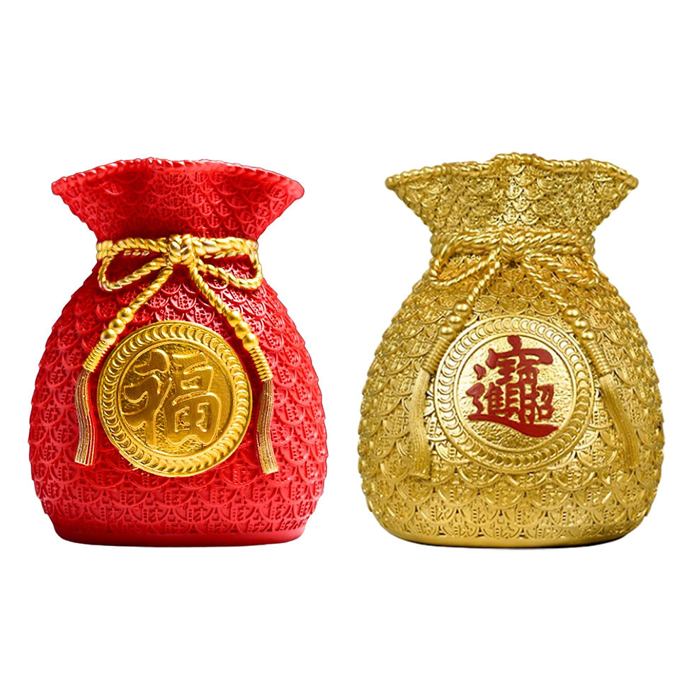Thumbnail: Chinese Red Flower Vase Money Bag Shaped Vase Blessing Bag Flower Vase Resin Fl