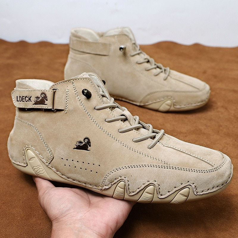 Thumbnail: Leather Casual Sneakers for Men Motorcycle Shoes 2023 New In Waterproof High To