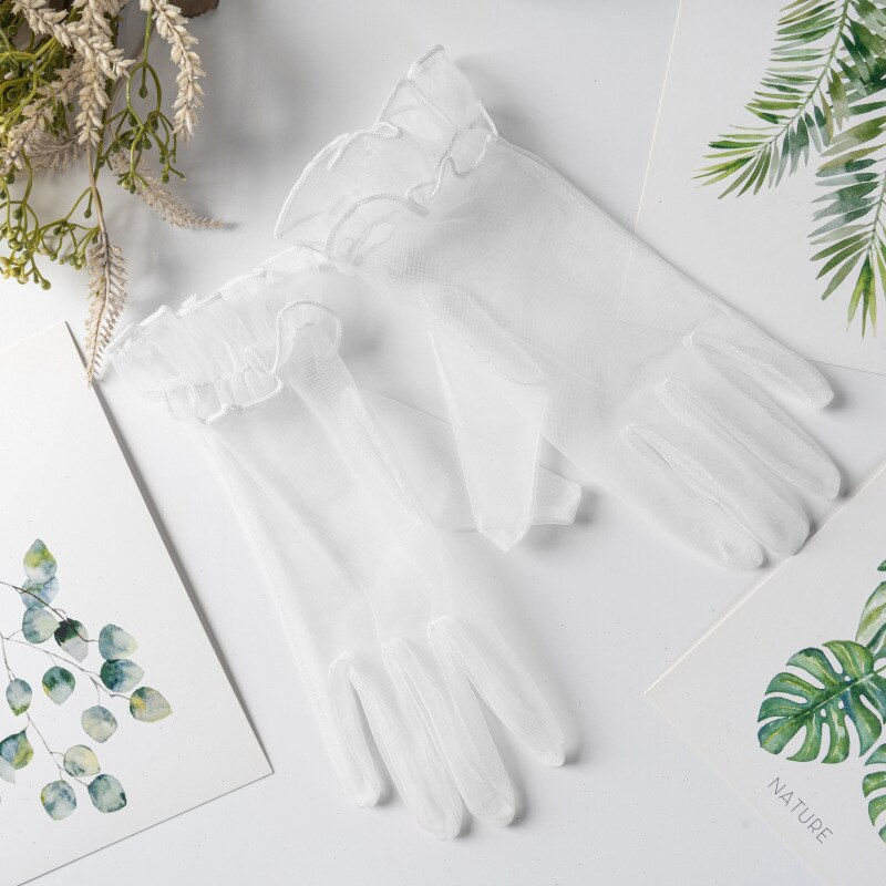 Thumbnail: Fashion Sheer Tulle Gloves Ultra Thin Stretchy Full Finger Mittens Mesh Elbow W
