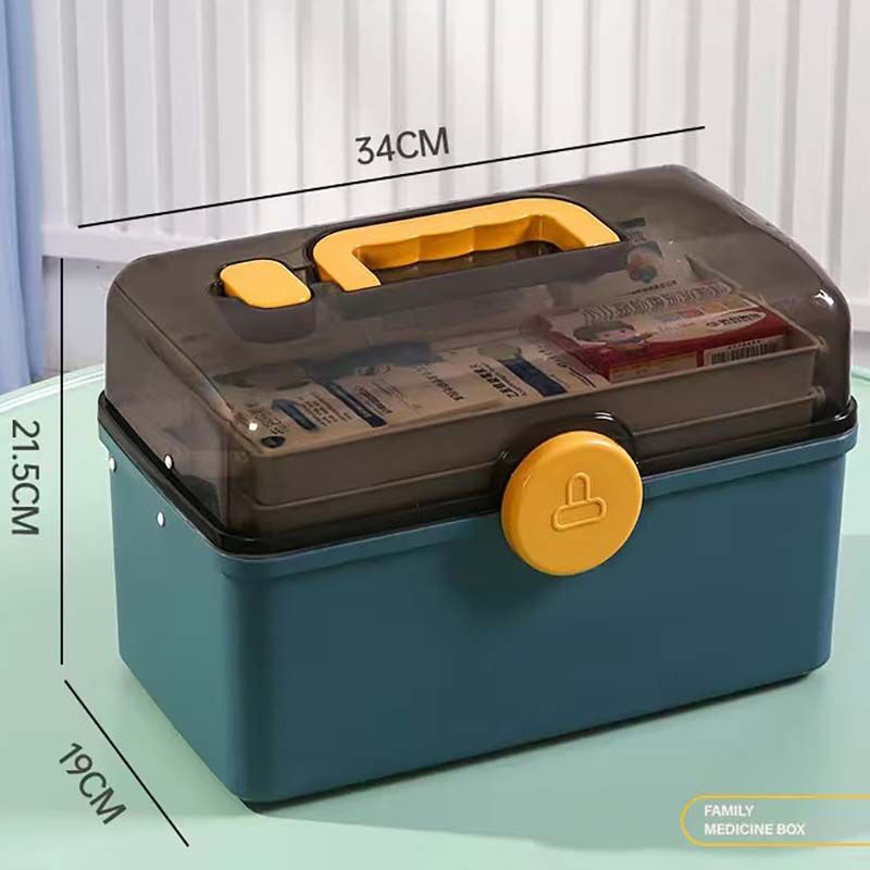 Miniaturebillede: Large Capacity Family Medicine Organizer Box Portable First Aid Kit Medicine St
