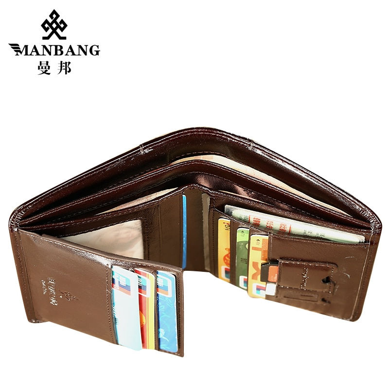 Thumbnail: ManBang Classic Style Wallet Genuine Leather Men Wallets Short Male Purse Card