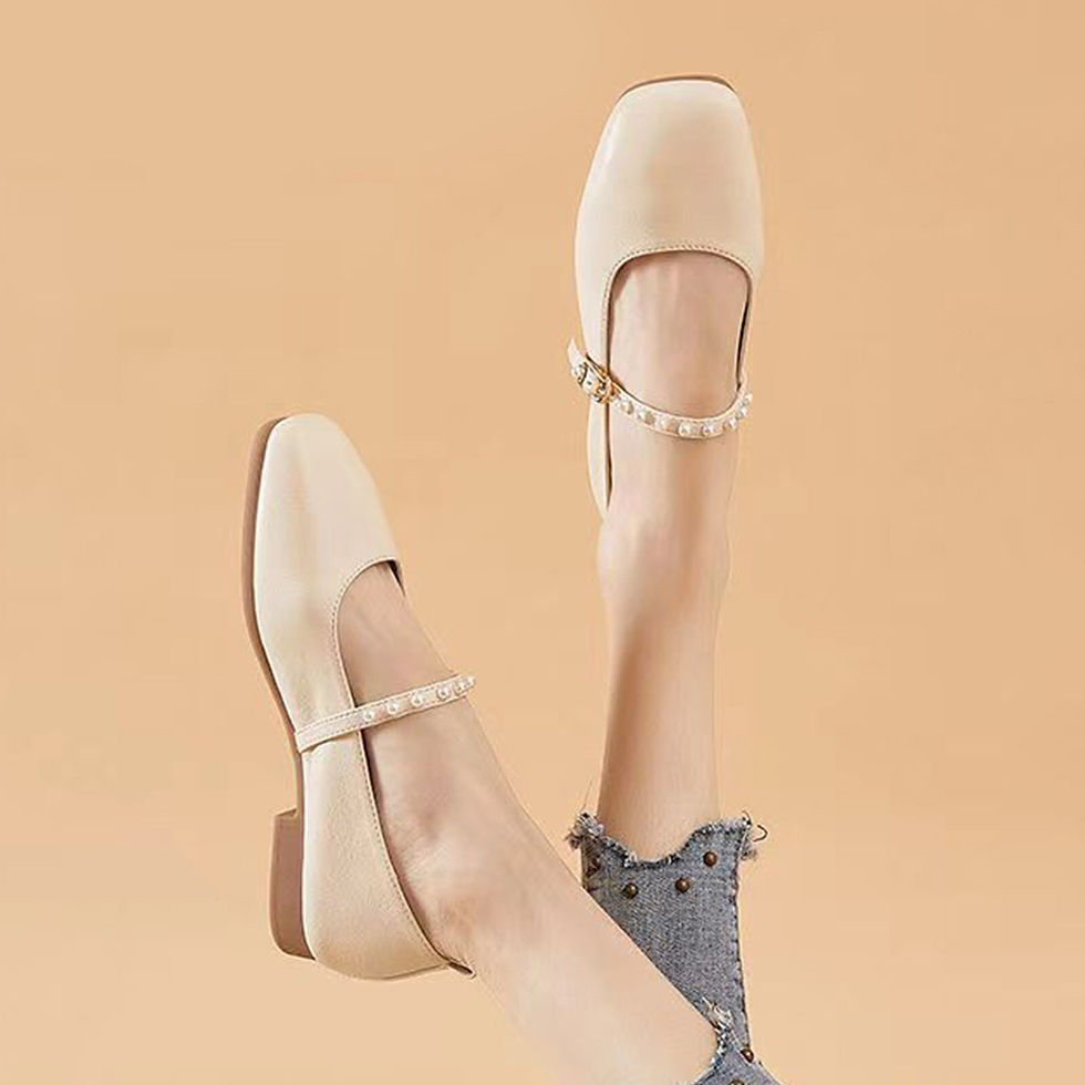 ภาพขนาดย่อ: Fashion Women Flat Shoe Elegant Shallow Low-heeled Sandals 2022 Beige Korean Sl