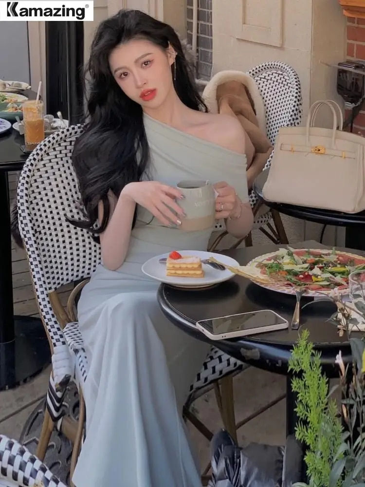 Thumbnail: Women Elegant Long Dress Summer Fashion Off Shoulder Chic Bodycon Evening Party