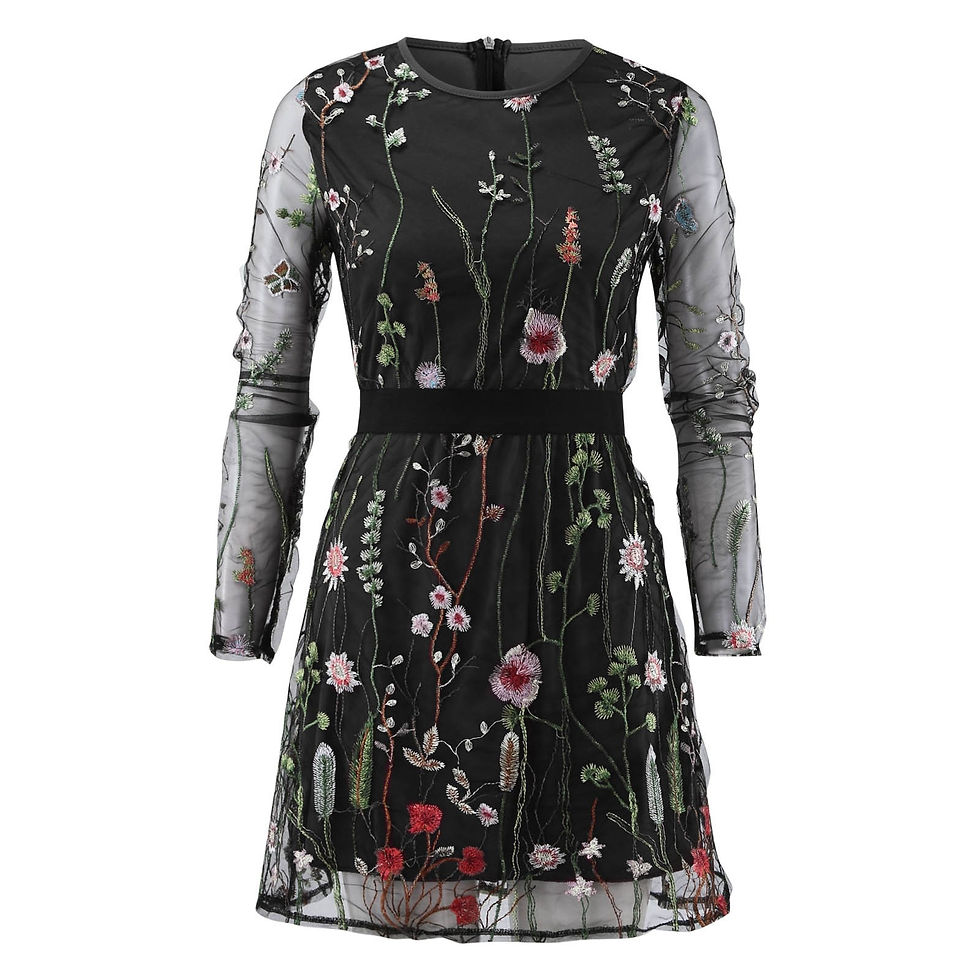 Thumbnail: Plus Size Mini Dress Cocktail Evening Party Dresses Floral Embroidered Party