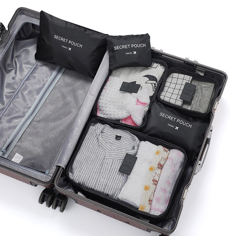 6 Pcs Travel Clothes Storage Waterproof Bags Portable Luggage Organizer Pouch P