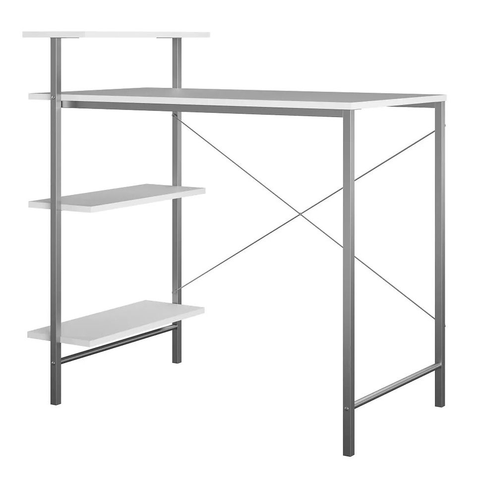 Миниатюра: Side Storage Desk - White  Laptop Standing Desk  Computer Desk  Office Table  F