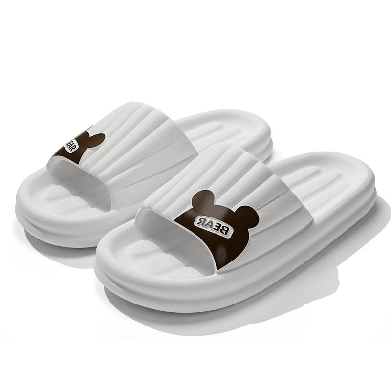 Thumbnail: Cartoon Bear Summer Men Indoor Slippers Non Slip Bathroom Home  Floor Flat Shoe