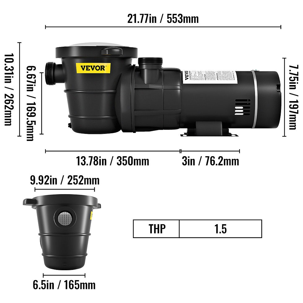 थंबनेल: VEVOR Swimming Pool Pump 1.5HP/2HP 88-92GPM In/Above Ground Pool Pump
