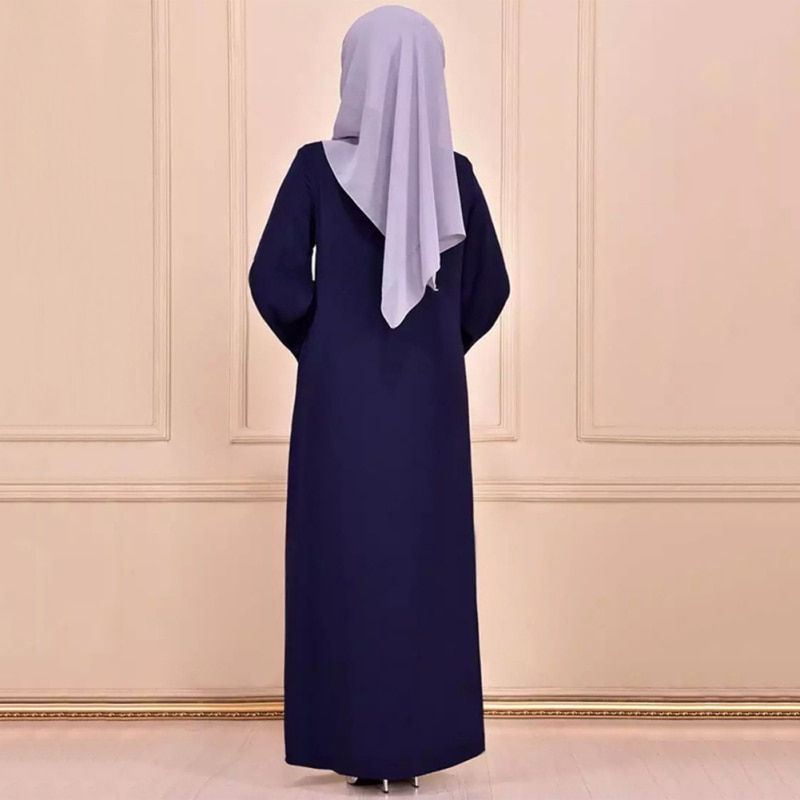 Thumbnail: ETOSELL Women Long Sleeve Muslim Dress Zipper Abaya Modest Islamic