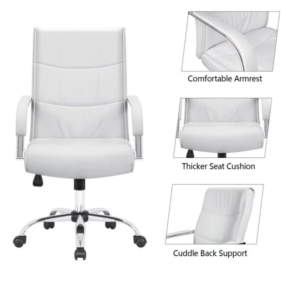 Thumbnail: High Back Office Desk Chair Conference Chair with PU Leather,Grey  office chairs