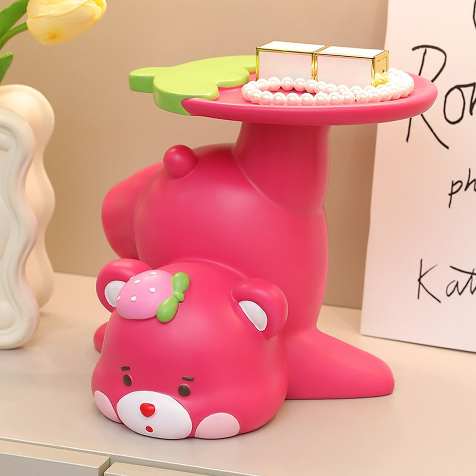 Thumbnail: Resin Cute Bear Serving Tray Statue Key Jewelry Snack Holder Decor Sculpture En
