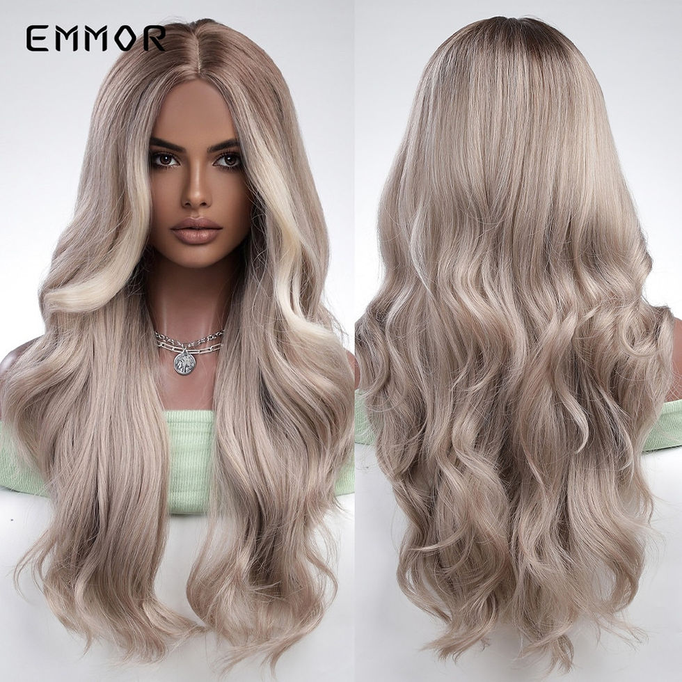 Thumbnail: Emmor Ombre Brown Blonde Hair Wig Long Wavy Wigs for Woman Cosplay Natural Good