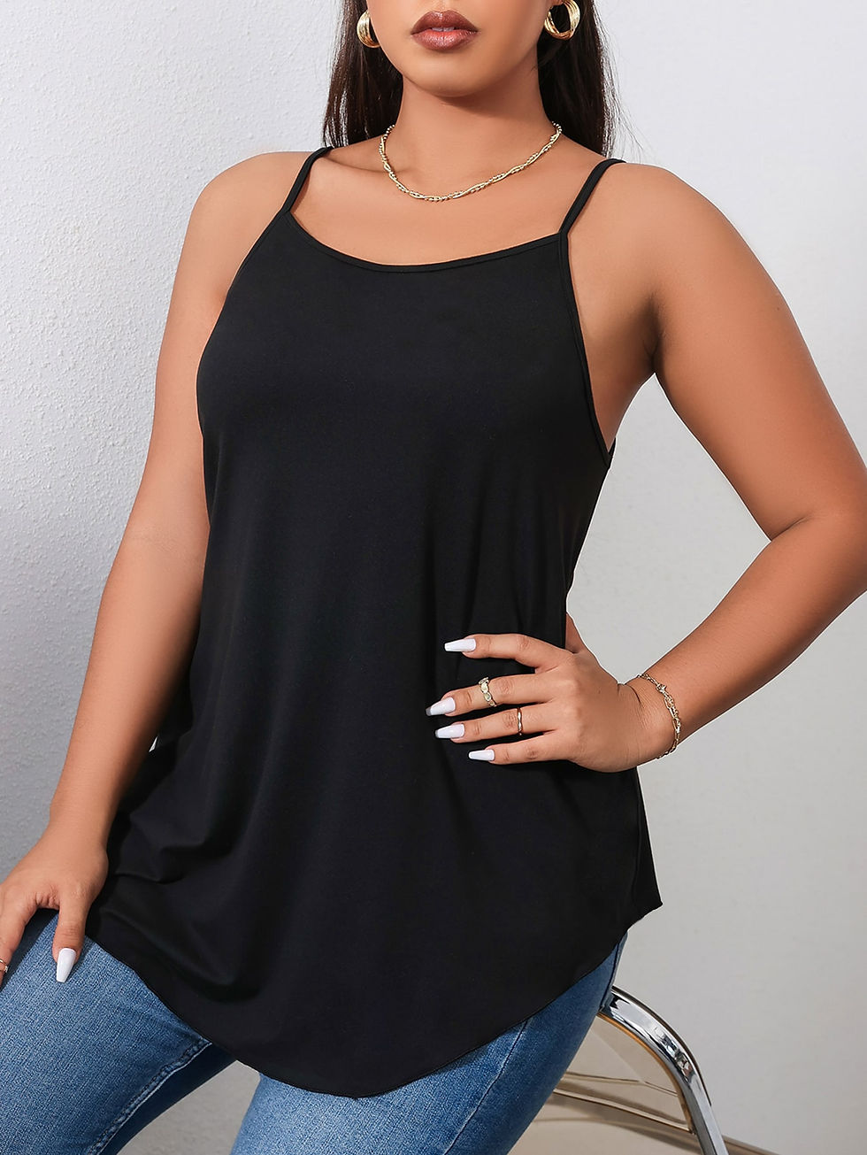 Miniature : Black Plus Size Camis for Woman Camisole Large Big Size Tank Top Female Sleeele