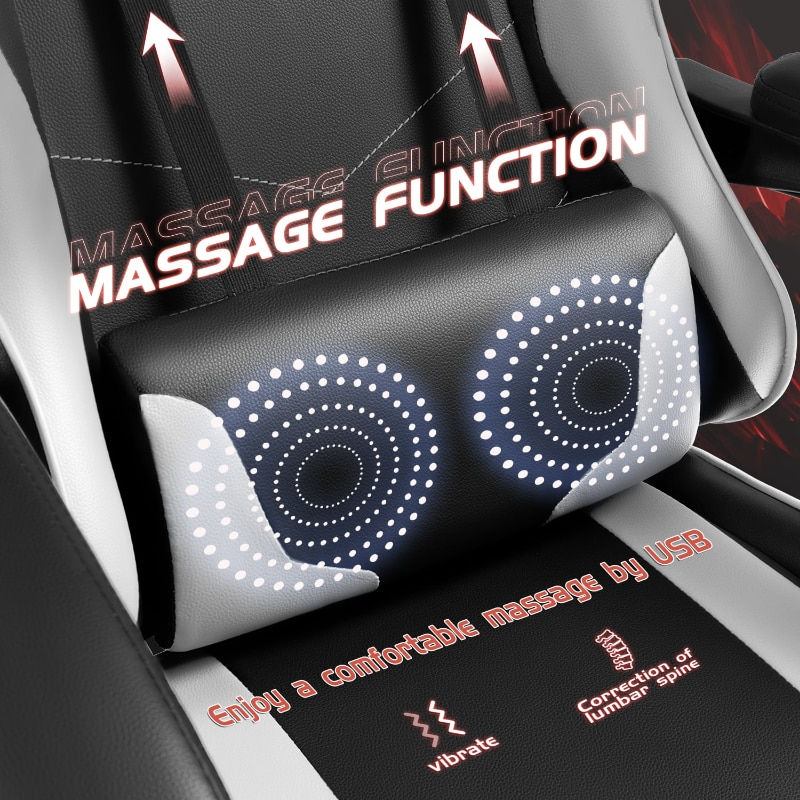 Thumbnail: Lacoo PU Leather Gaming Chair Massage Ergonomic Gamer Chair Height Adjustable C