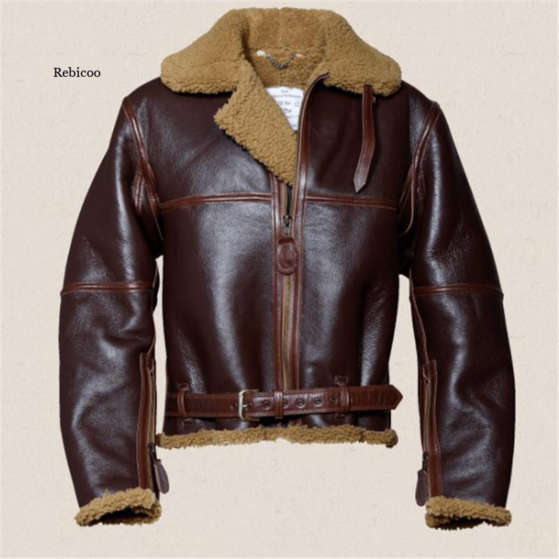 Thumbnail: 5Xl Men's Coats Faux Leather Flight Bomber Jackets New Fleece Lined Thick Therm