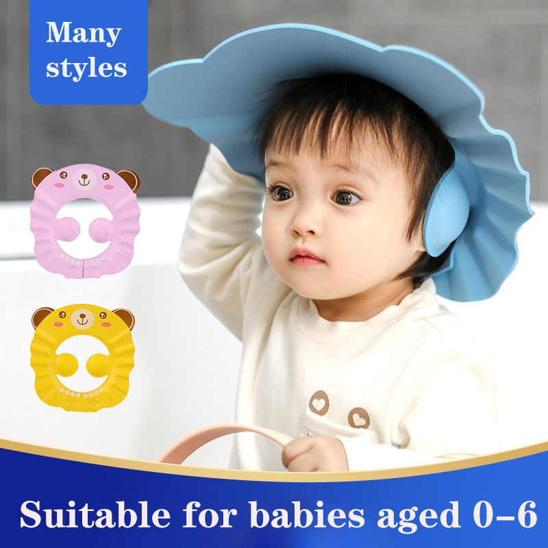 Thumbnail: Baby Shower Soft Cap Adjustable Hair Wash Hat for Kids Ear Protection Safe Chil