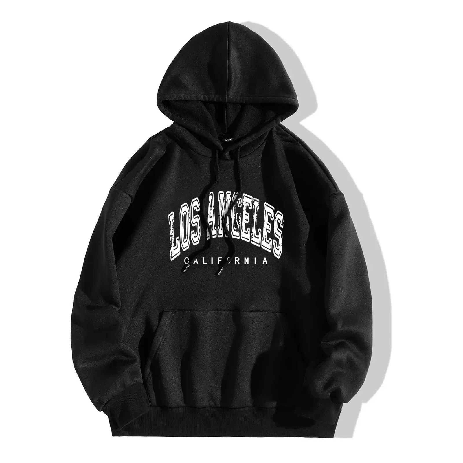 Plus Size Los Angeles Letter Print Hoodies Long Sleeve Hooded Sweater Pullover