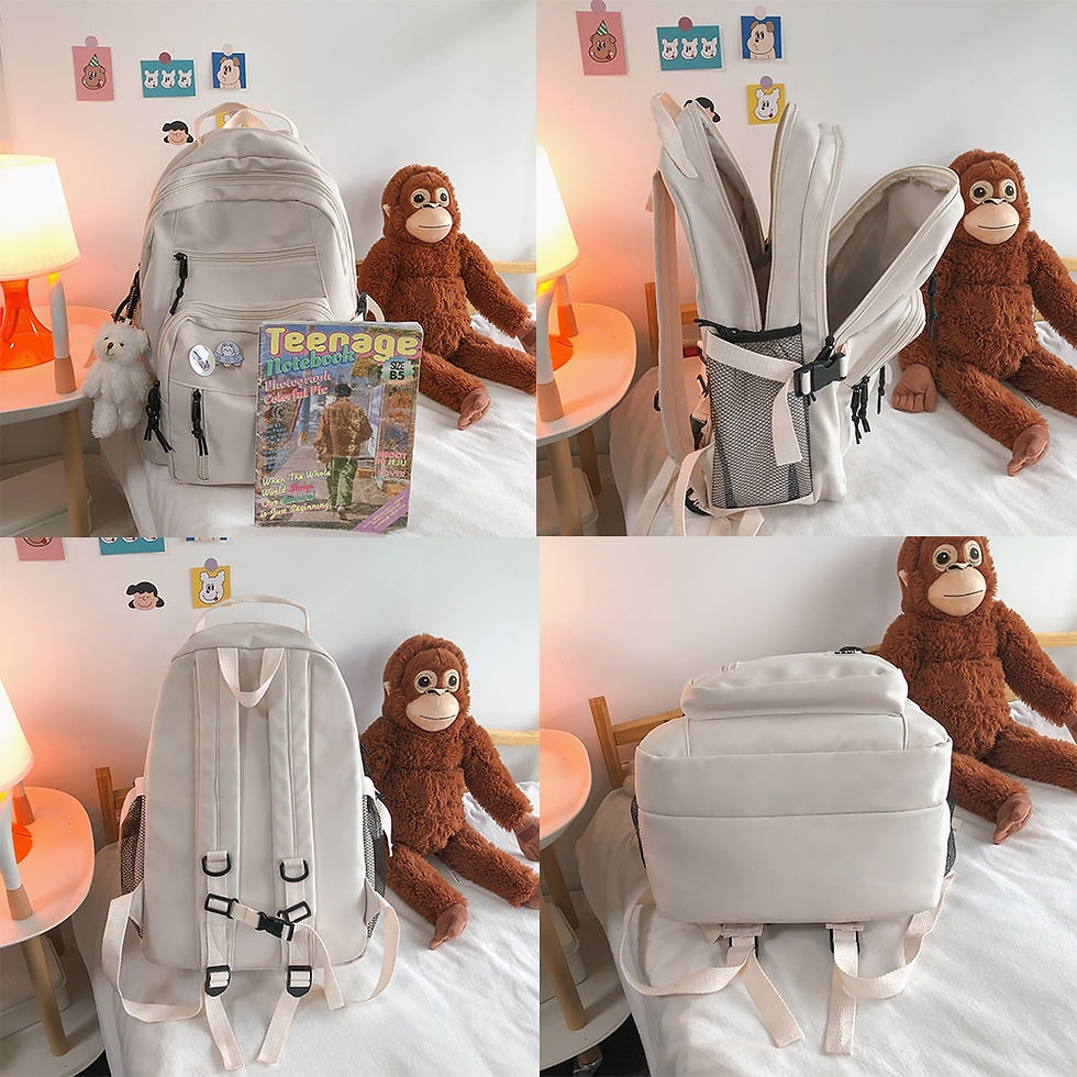 Thumbnail: Fashion Big Student Backpack NEW Badge Rucksack Girls School Bag High Capacity