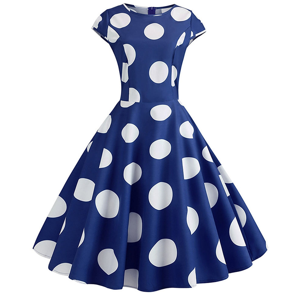 Thumbnail: 90s Vintage Polka Dot Printed Party Dress Women Retro Evening Party Prom