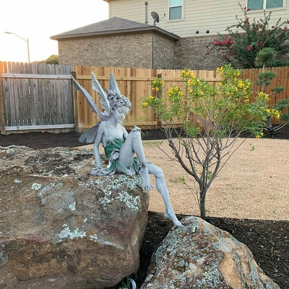 Miniatura: Flower Fairy Sculpture Garden Landscaping Yard Art Ornament Resin Turek Sitting