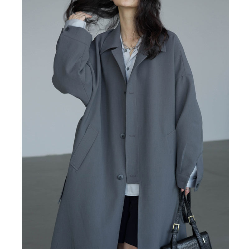 Thumbnail: Women's Mid Length Casual Loose Tie Up Waist Windbreaker Jacket