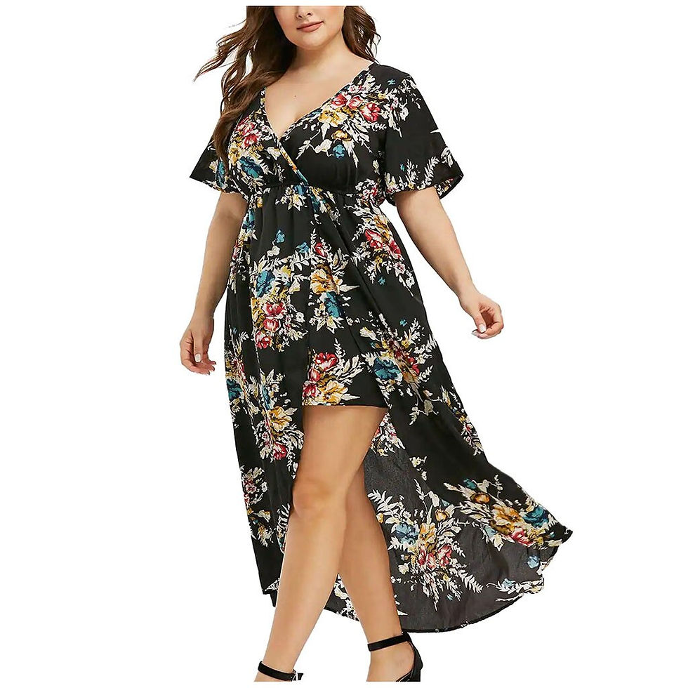Thumbnail: Summer Women Dress 2021 Sexy Fork Short-Sleeve Floral Printed Sundress Plus