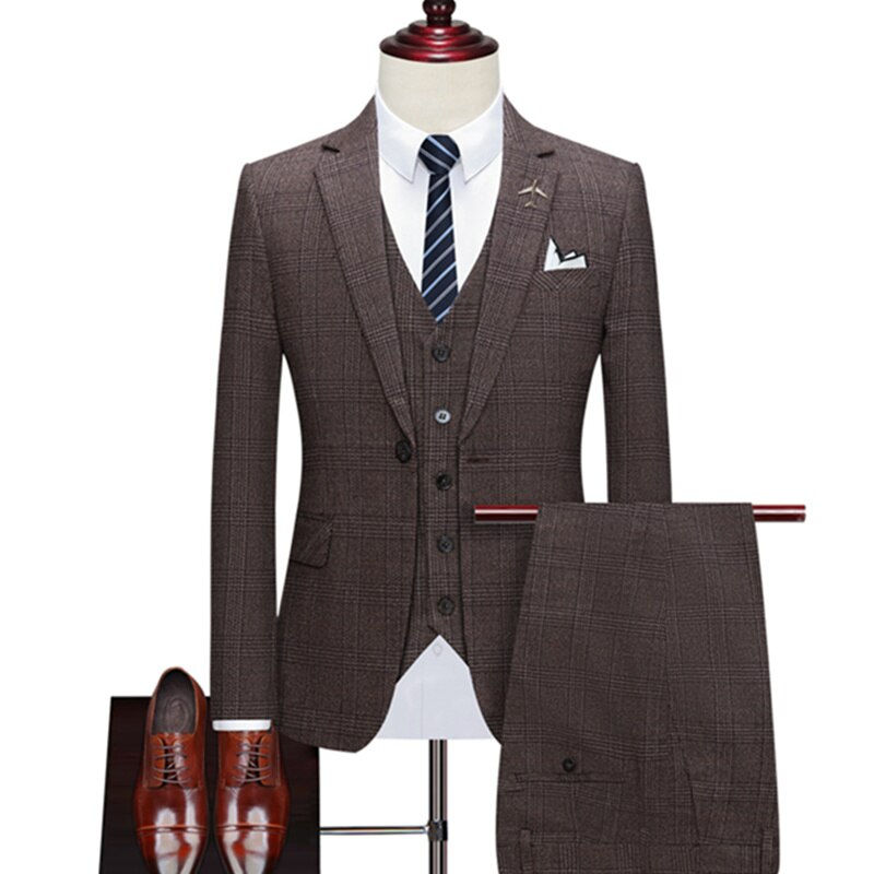 Thumbnail: Suit Coat Vest Pants 3 Pcs Set / 2022 Men's Casual Boutique Business Retro