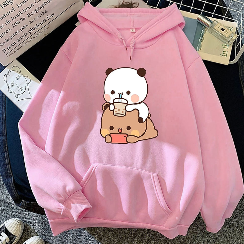 Миниатюра: Bubu And Dudu Drink Bubble Tea Print Women Hoodie Kawaii Female Sweatshirt Hara