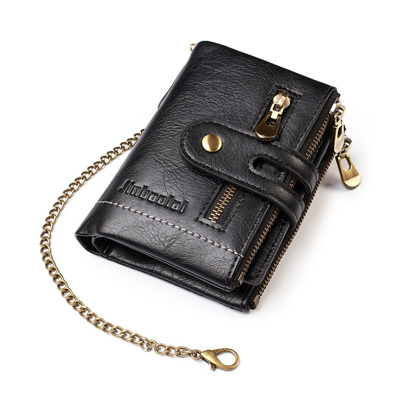 Thumbnail: New Men Wallets PU Leather Short Card Holder Chain Luxury Brand Men's Purse Hig