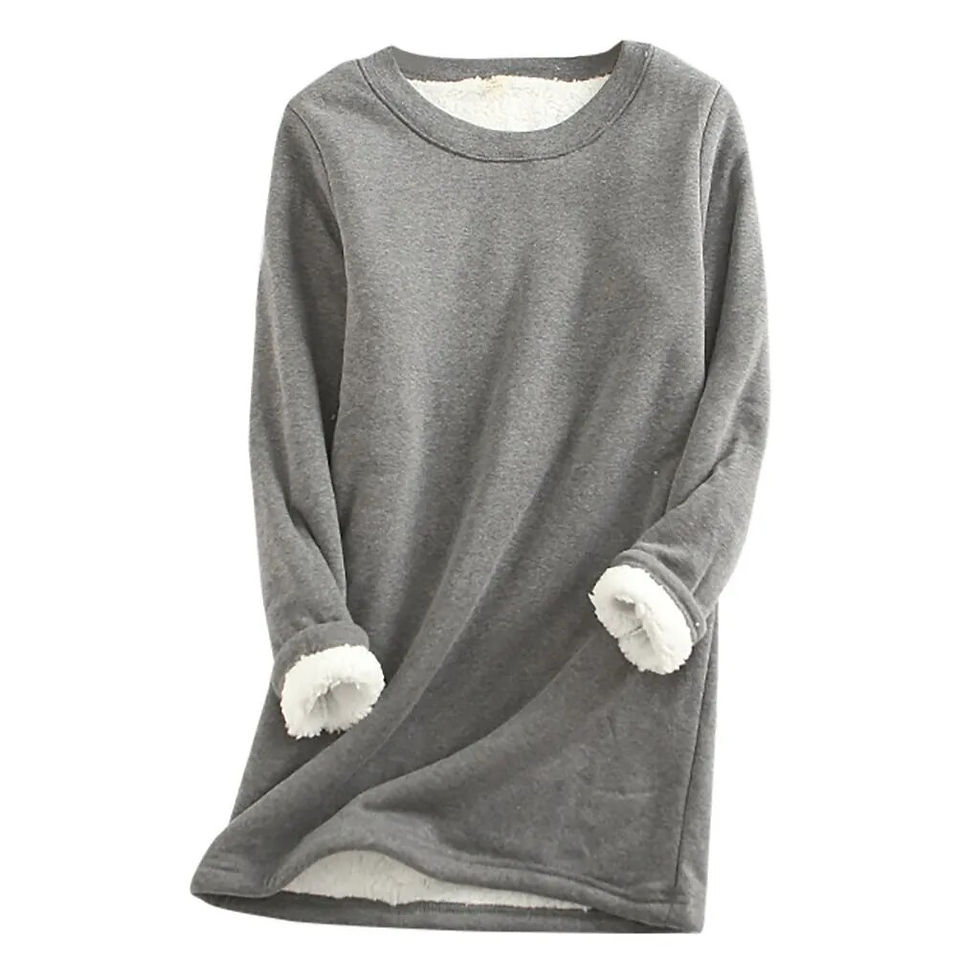 Miniatiūra: Plus Size Women Thick Fleece Sweatshirt Winter Velvet Warm Underwear Top New Fa