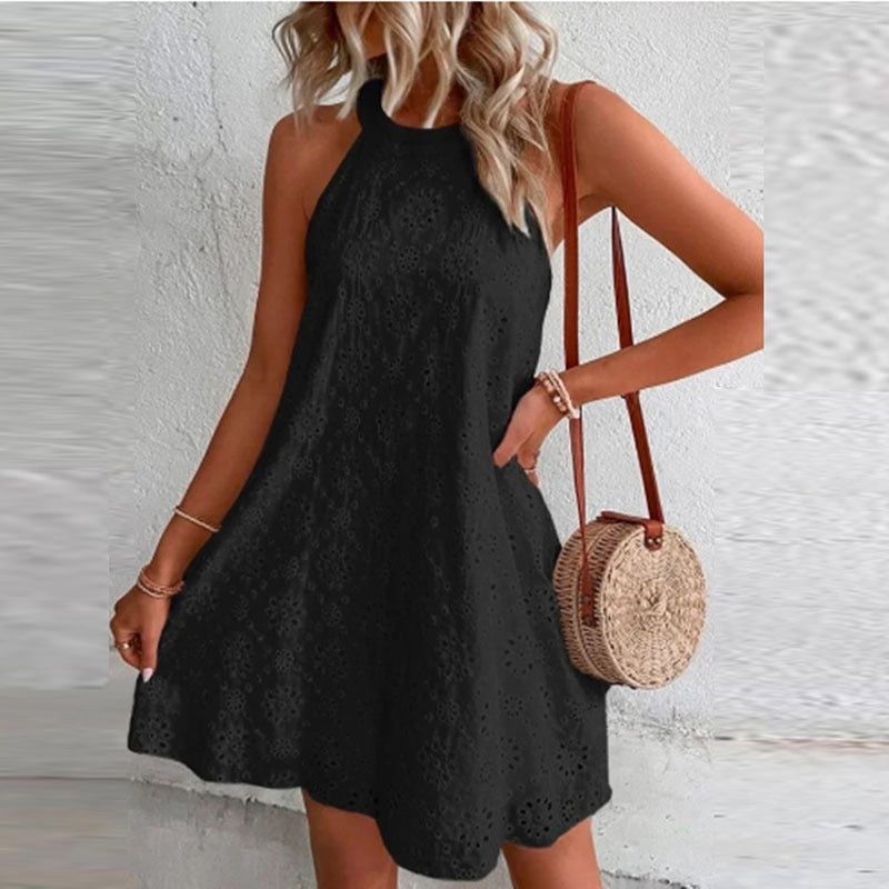 Thumbnail: Women's Mini Dress 2023 Summer Casual O Neck Sleeveless A-line Dresses Female F