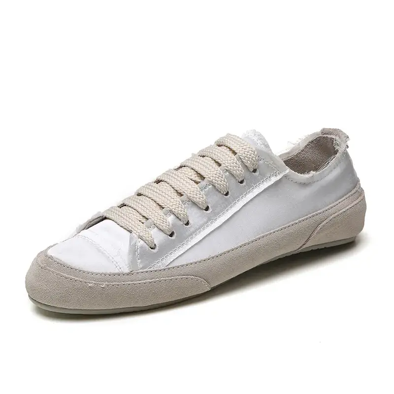 Koovan Women's Sneakers 2023 Satin Silk Strap White Shoes New Style Scrub Casua