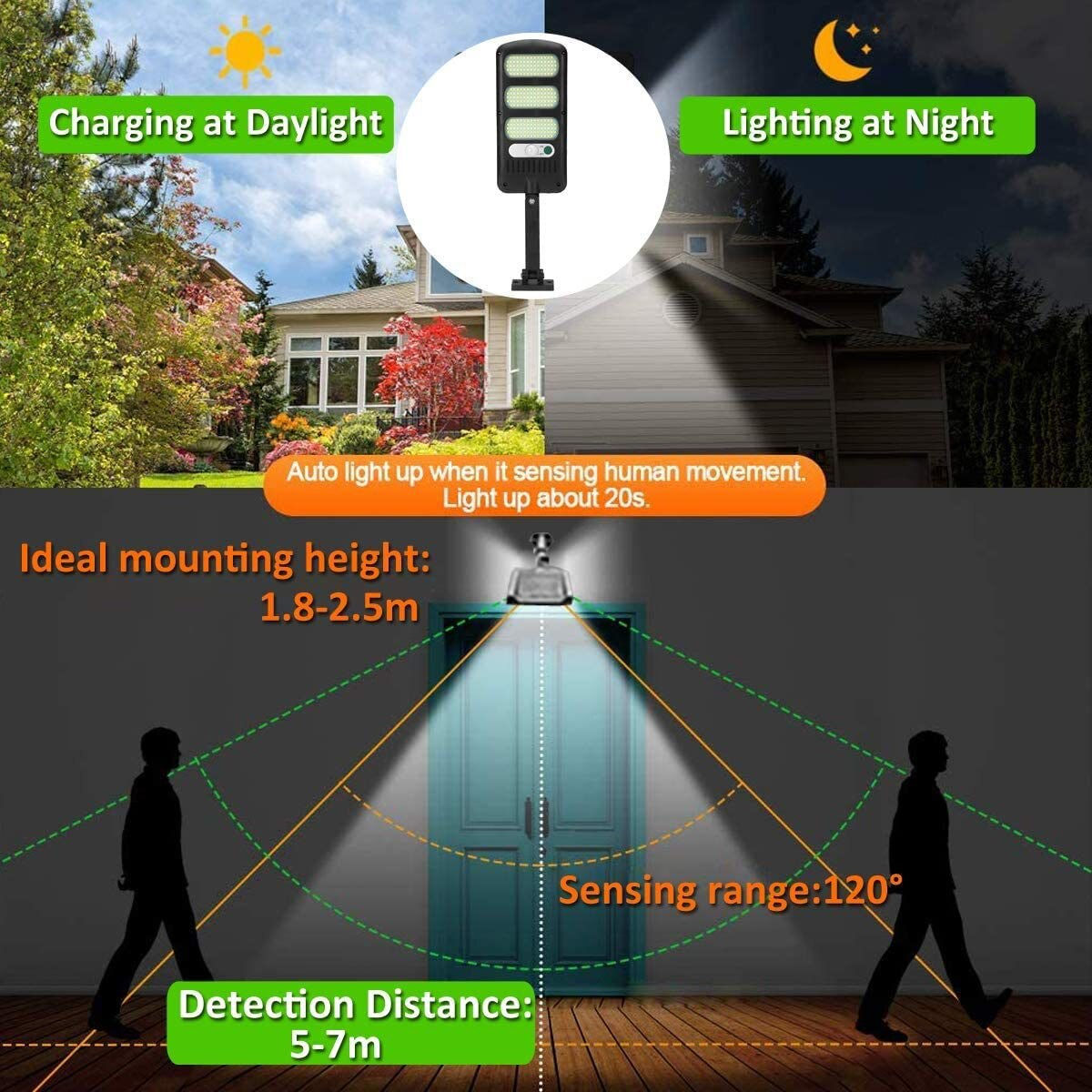 2Pcs 213LED Solar Street Lights Solar Lights Outdoor 3 Light Mode Waterproof Mo