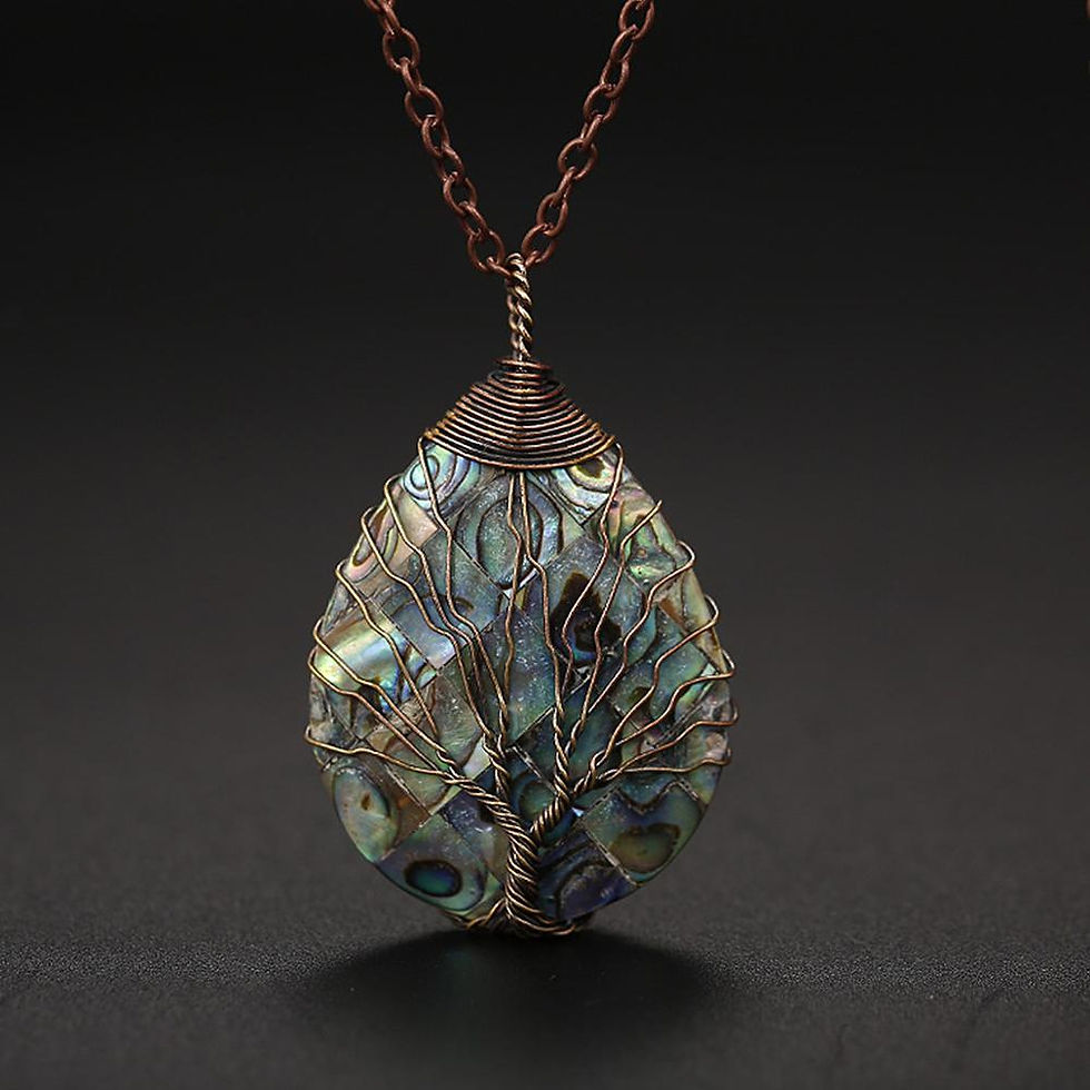 Thumbnail: Uloveido Vintage Tree of Life Pendant Water Teardrop-shaped Necklace Copper