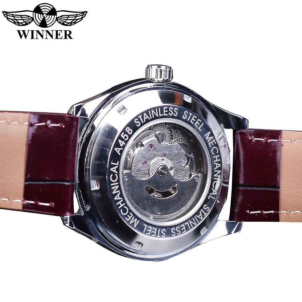 ภาพขนาดย่อ: Winner Retro Classic Design Calendar Casual Belt Blue Hands Men's Fashion Autom