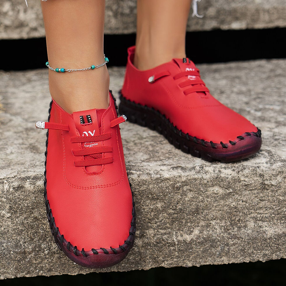 Thumbnail: Women Vulcanized Shoes Pu Leather Casual Shoes Soft Comfortable Flat Shoes