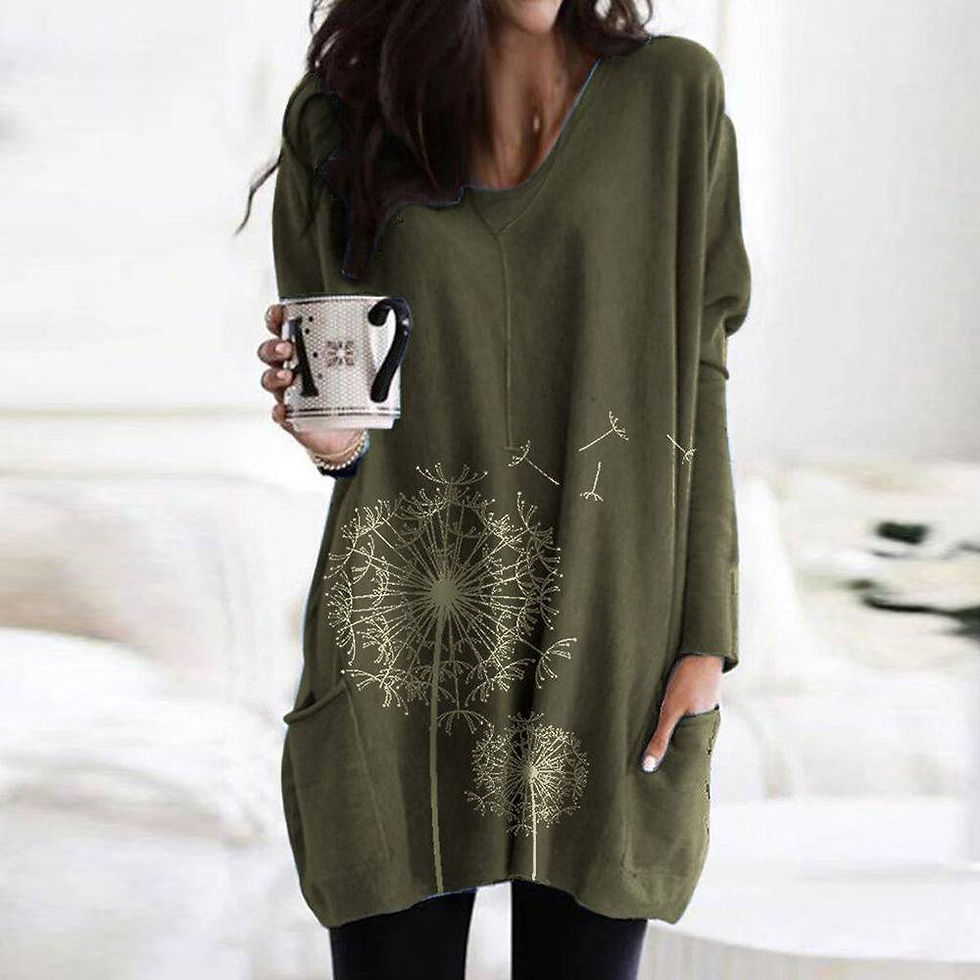 Miniatura: Women's Floral Print Long Sleeve Tunic Tops T-shirt Ladies Casual Loose Blouse