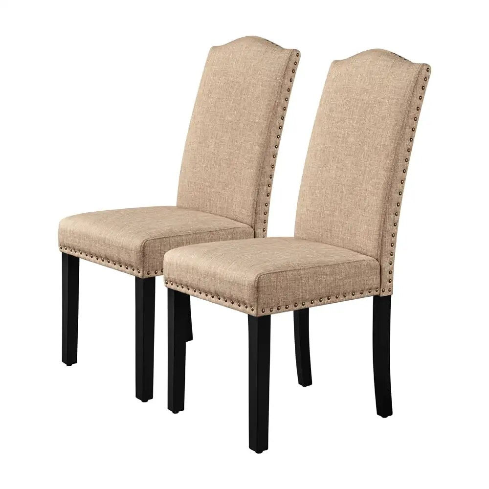 2pcs Tufted High Back Dining Chair, Gray