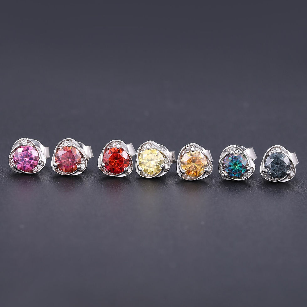 Thumbnail: GEM'S BALLET Pink Moissanite 0.5TW 5mm Round Cut Moissanite Stud Earrings 925 S