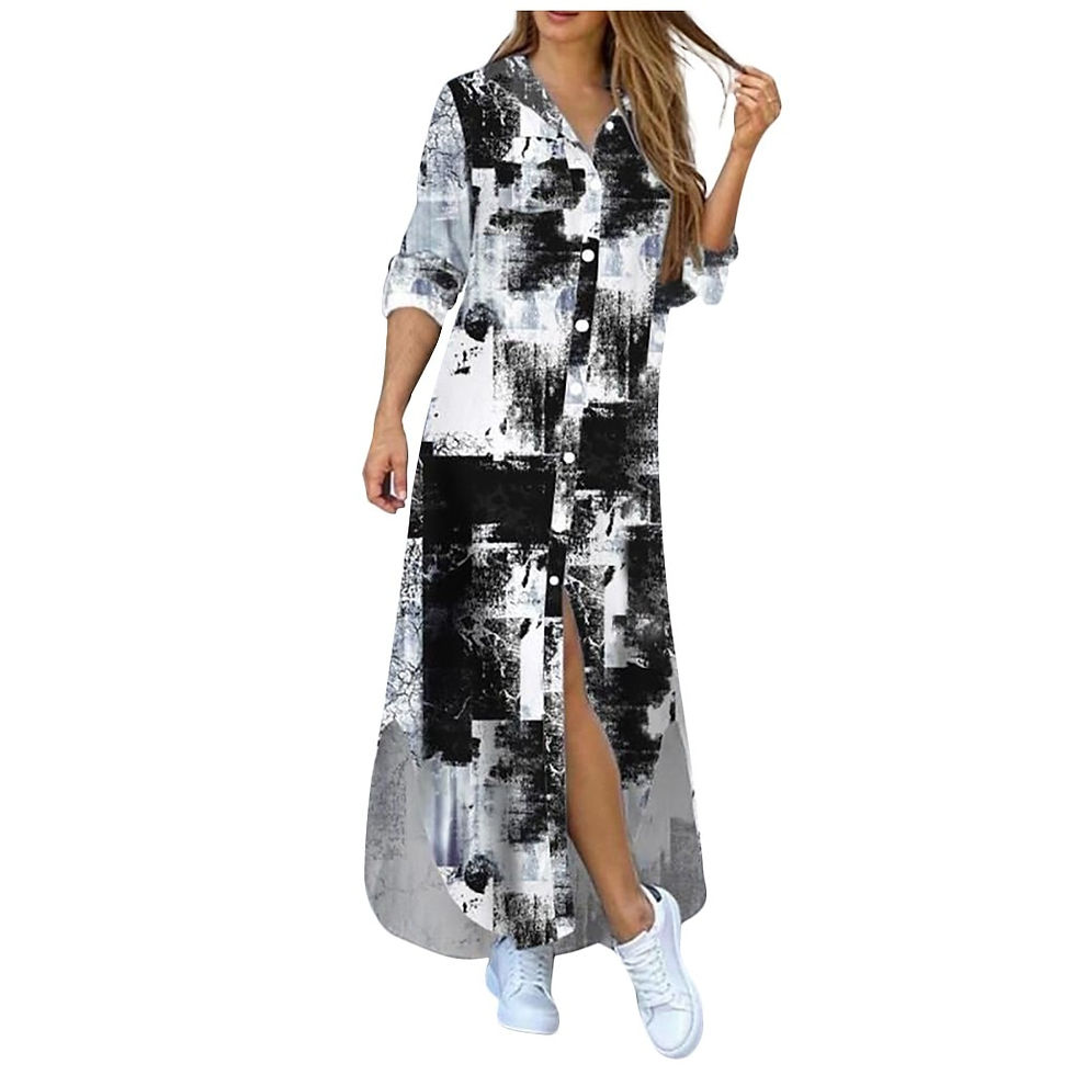Thumbnail: Autumn Shirt Dresses for Women 2023 Spring Long Sleeve Turn Down Collar Long Ma