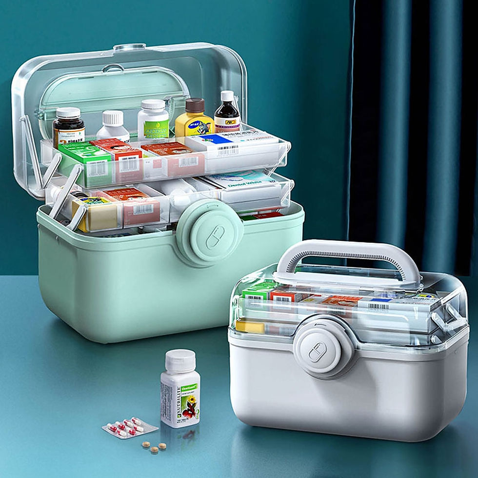 Miniaturebillede: 3 Layers Medicine First Aid Kit Super Large Capacity Pill Cases Organizer Famil