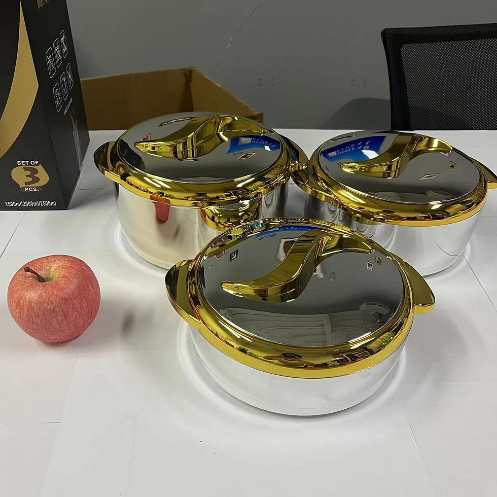 Miniatura: 3PCS SET (1.5L/2.0L/2.5L) Electroplating Thermal Food Warmer Container Insulate